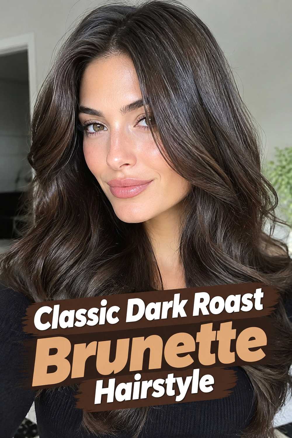 1. Classic Dark Roast Brunette Hairstyle