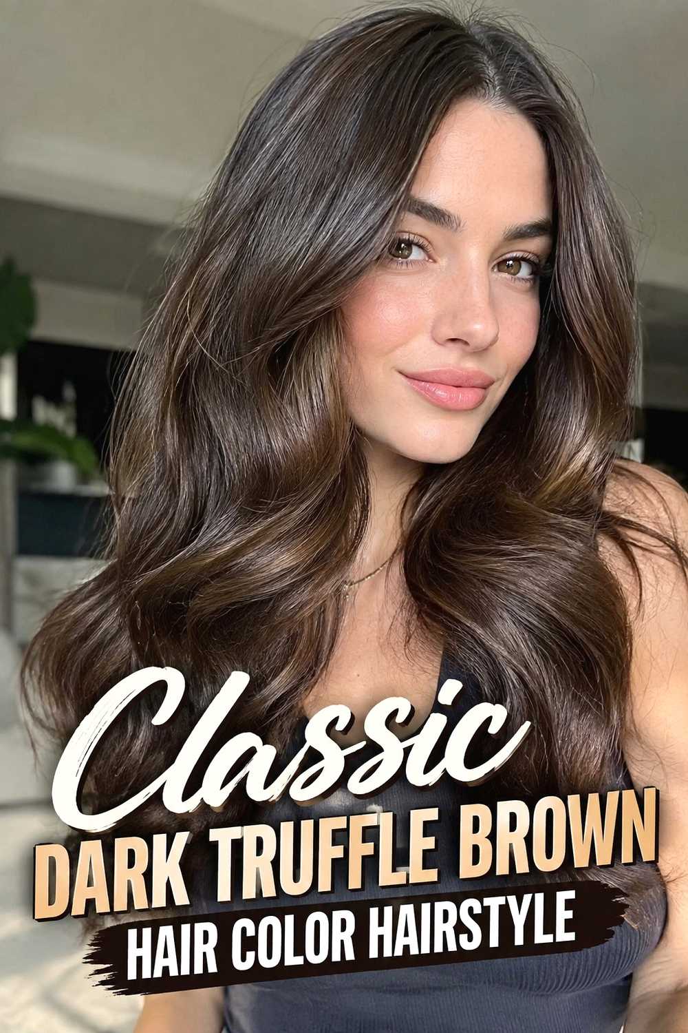 1. Classic Dark Truffle Brown Hair Color Hairstyle