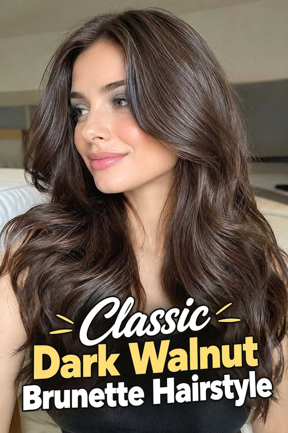 1. Classic Dark Walnut Brunette Hairstyle