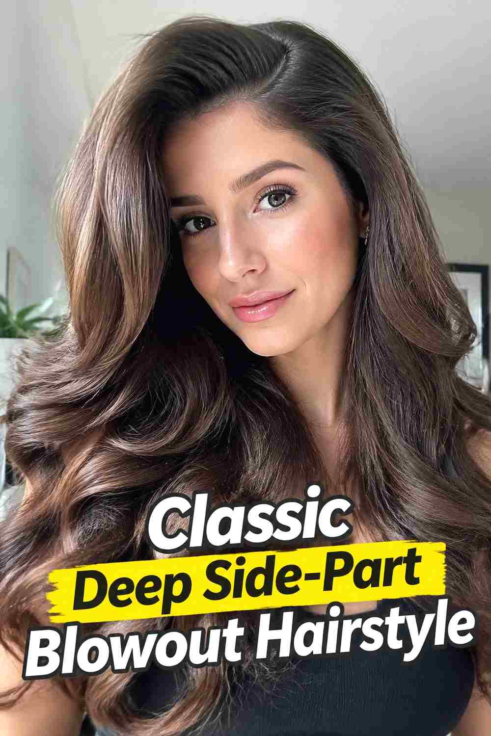 1. Classic Deep Side Part Blowout Hairstyle