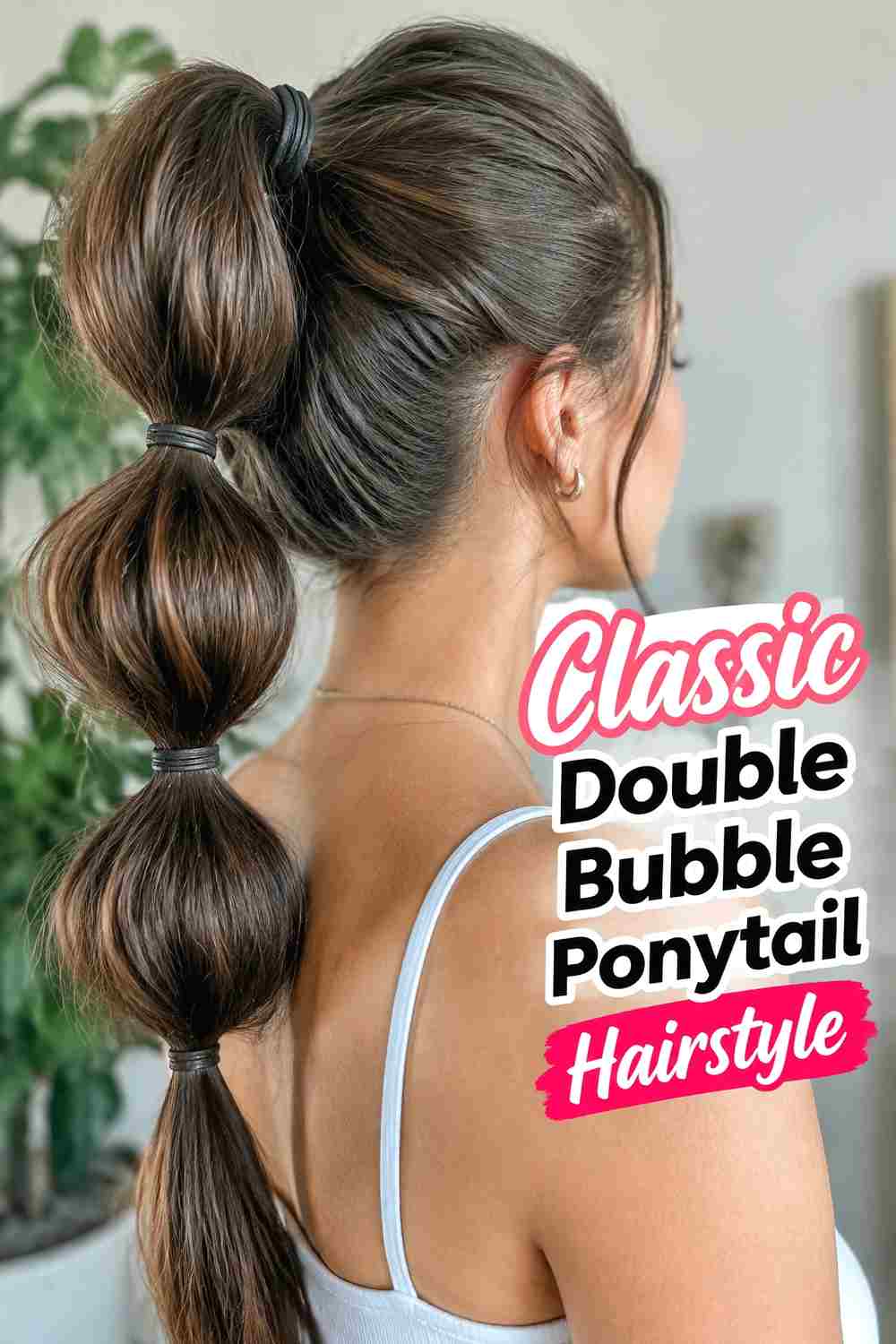 1. Classic Double Bubble Ponytail Hairstyle