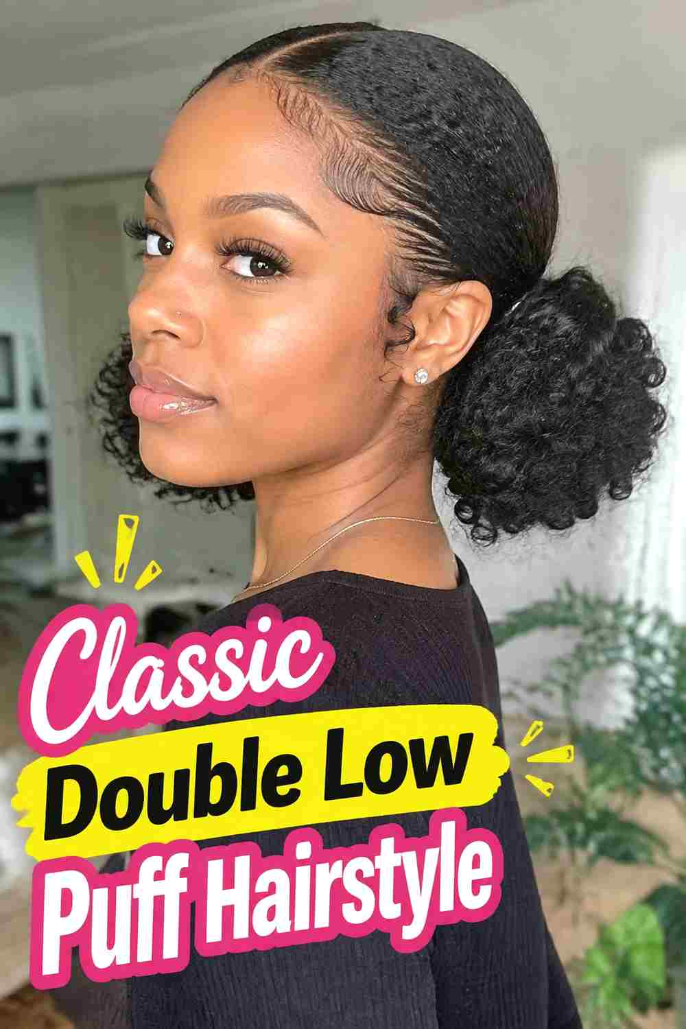 1. Classic Double Low Puff Hairstyle