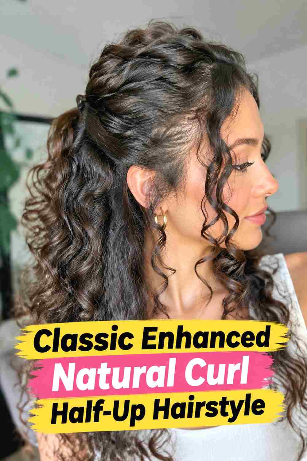 1. Classic Enhanced Natural Curl Half Up Hairstyle
