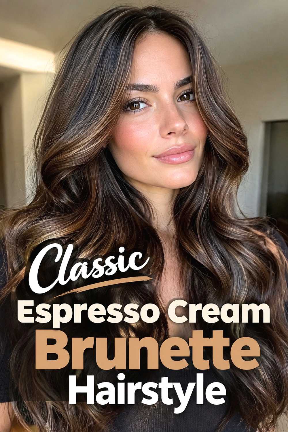 1. Classic Espresso Cream Brunette Hairstyle