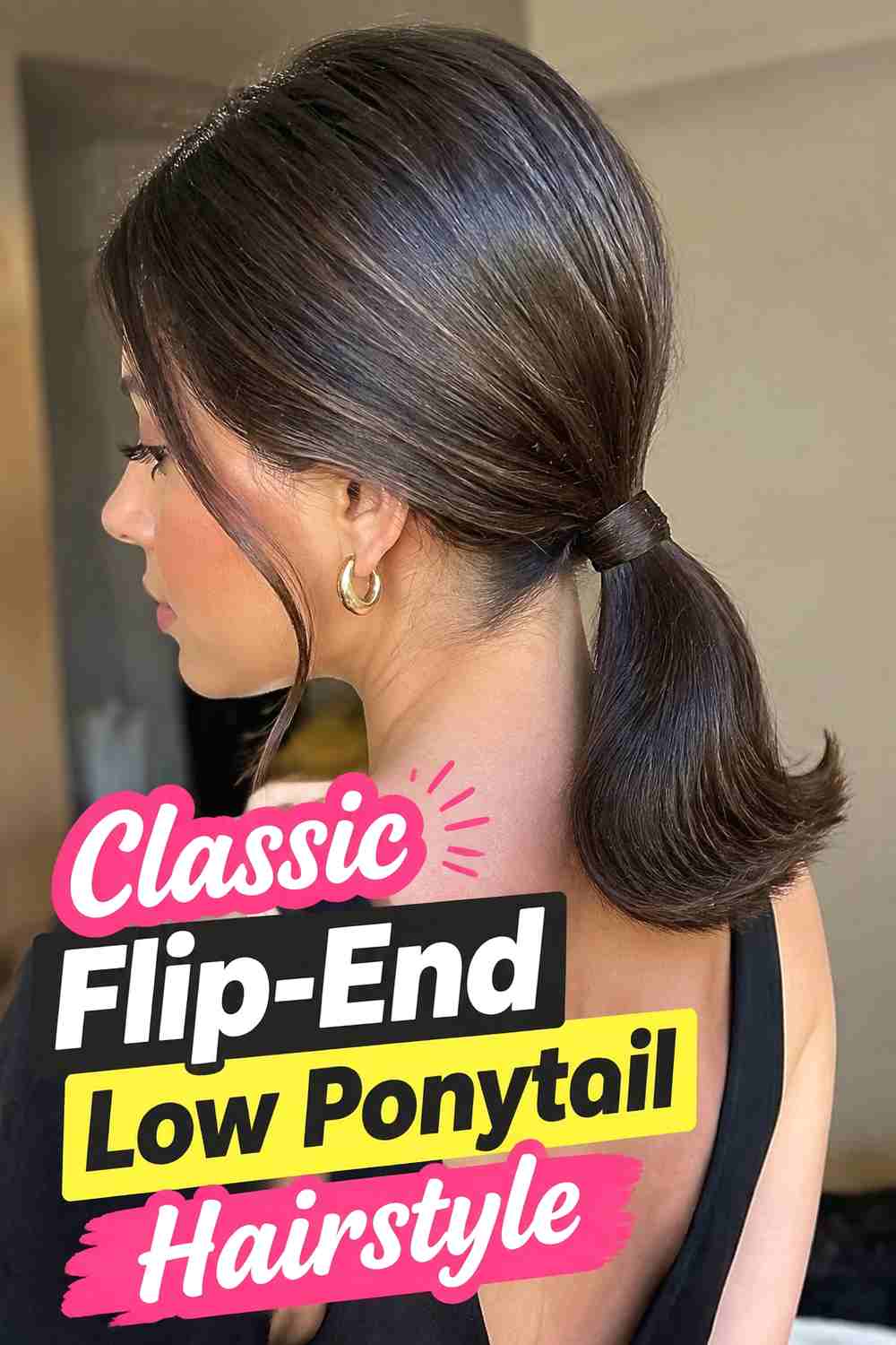 1. Classic Flip End Low Ponytail Hairstyle