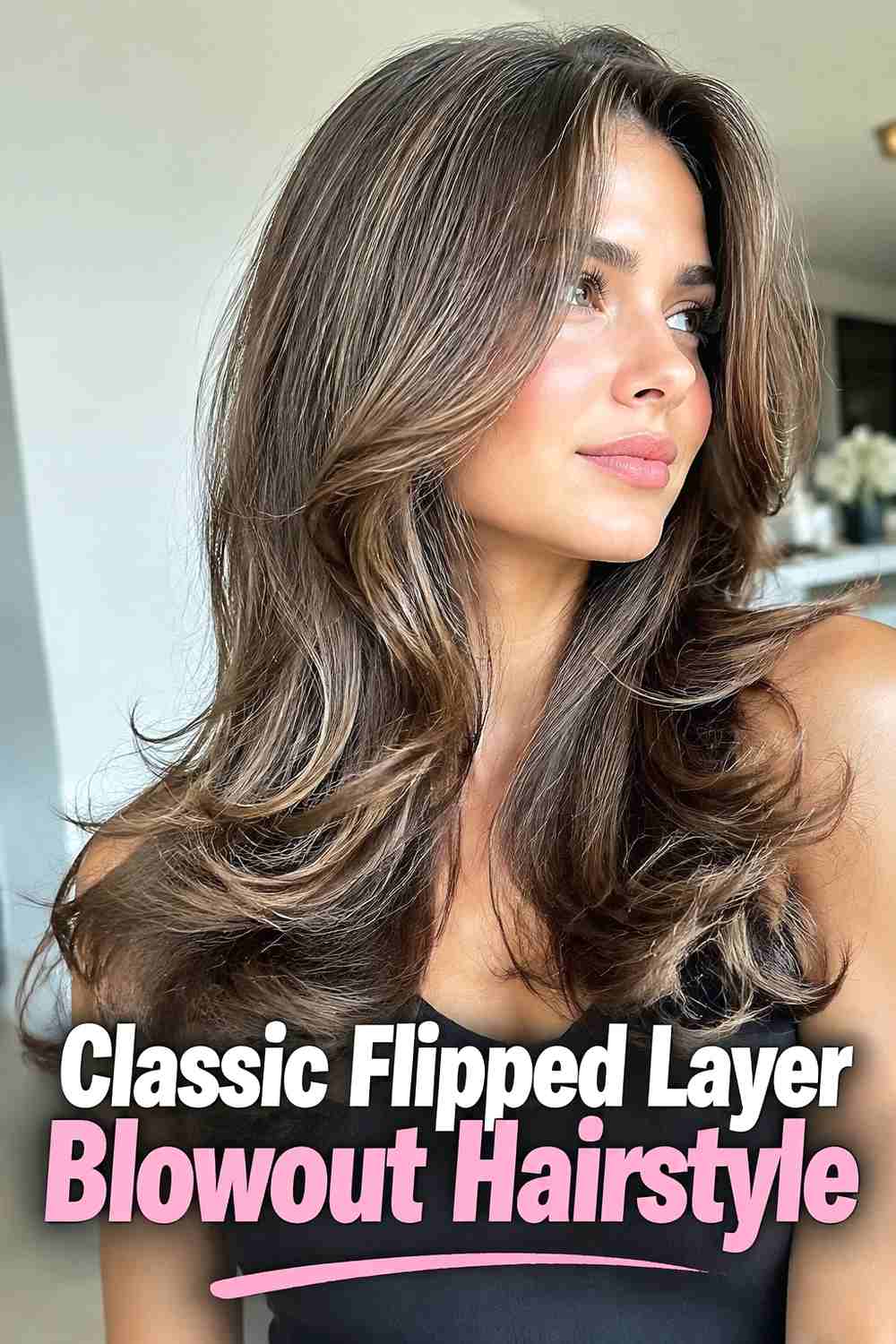 1. Classic Flipped Layer Blowout Hairstyle