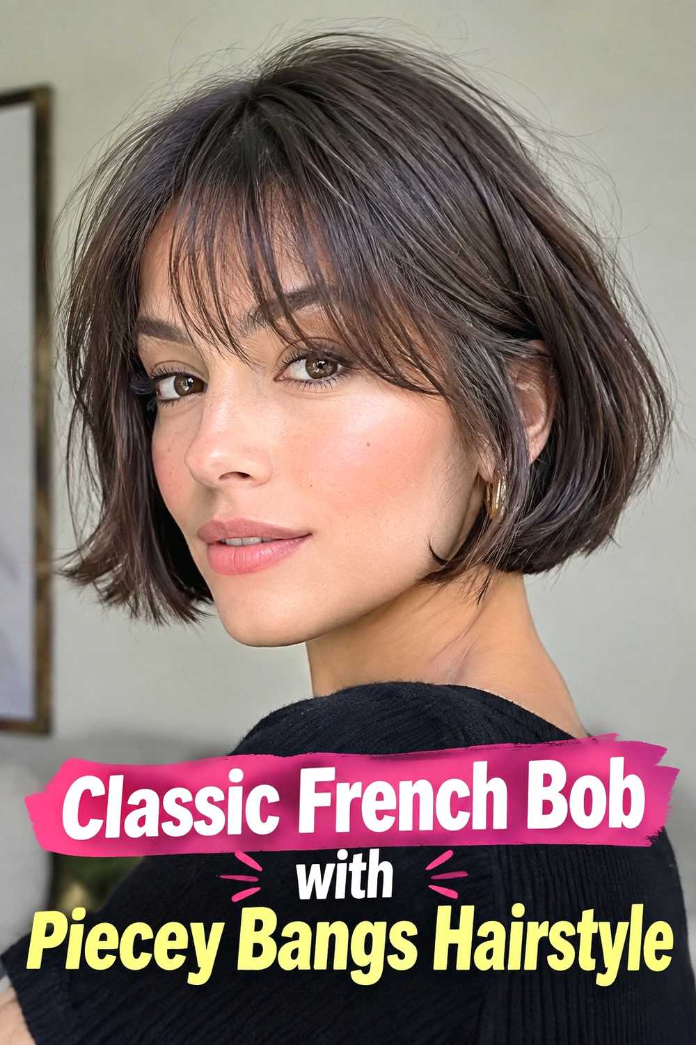 1. Classic French Bob With Piecey Bangs Hairstyle