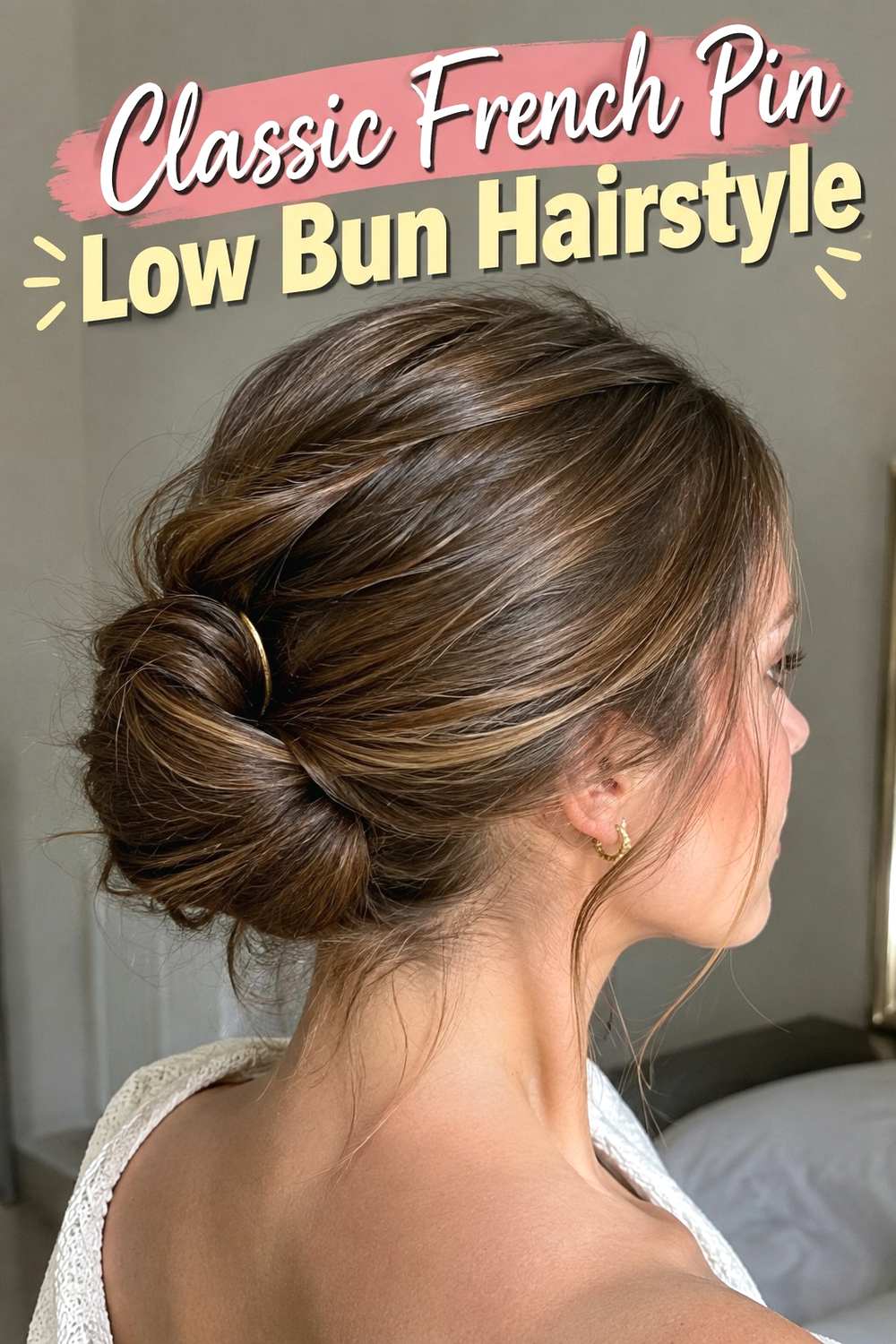 1. Classic French Pin Low Bun Hairstyle