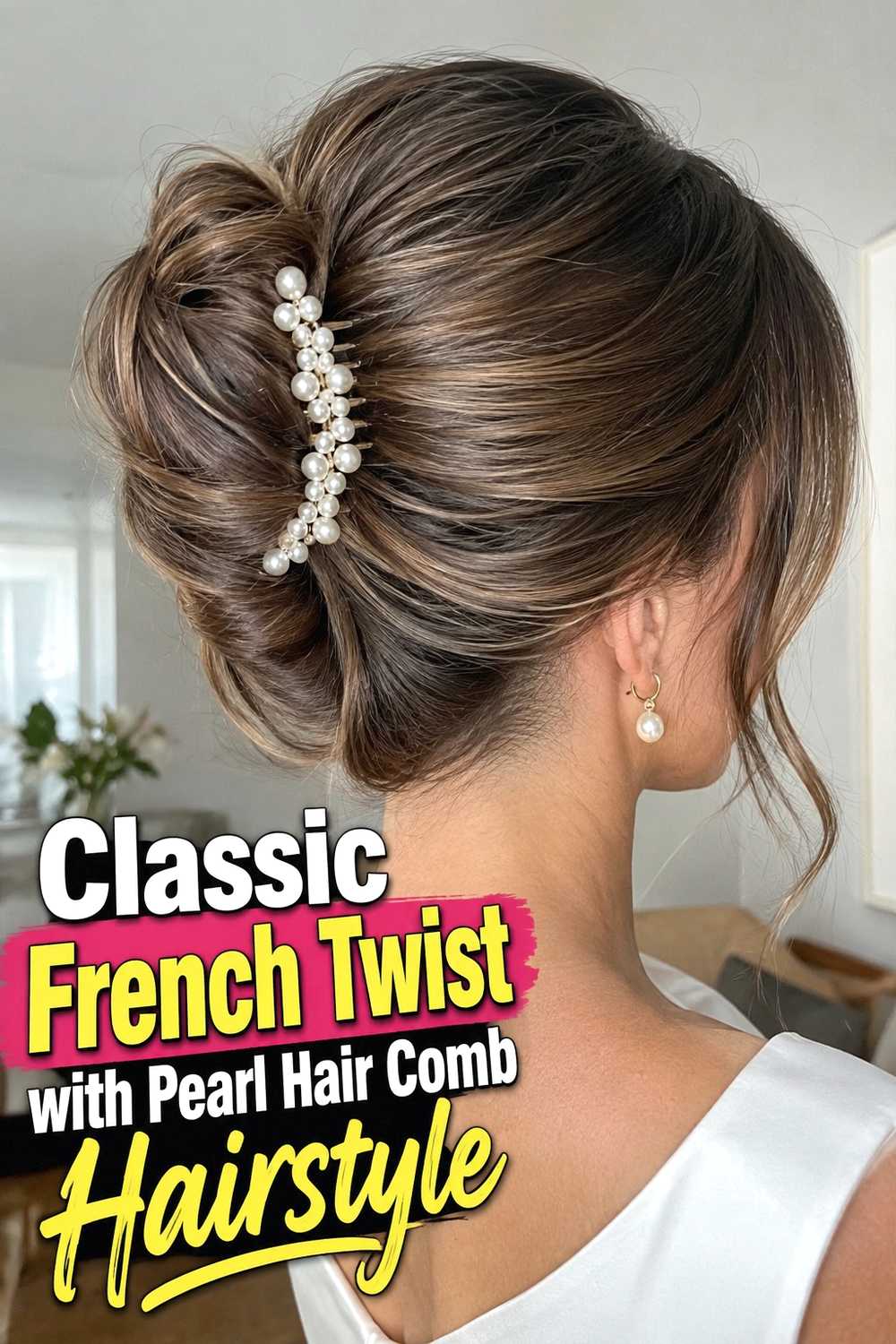 7. Classic French Twist With Pearl Hair Comb Hairstyle