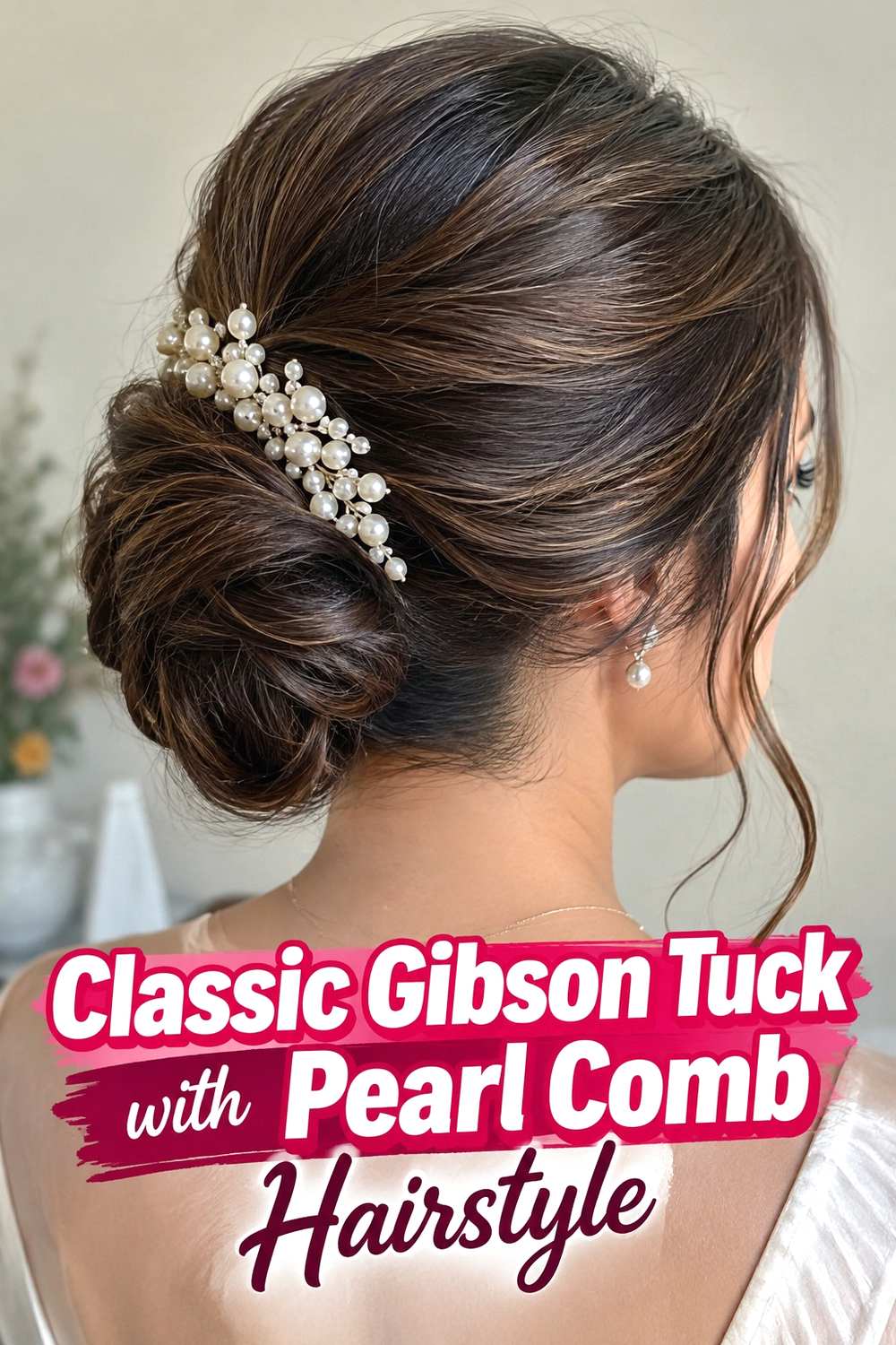 11. Classic Gibson Tuck With Pearl Comb Hairstyle