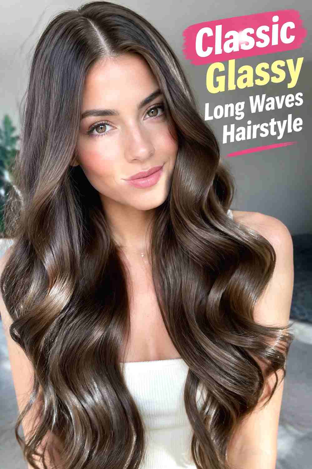 1. Classic Glassy Long Waves Hairstyle