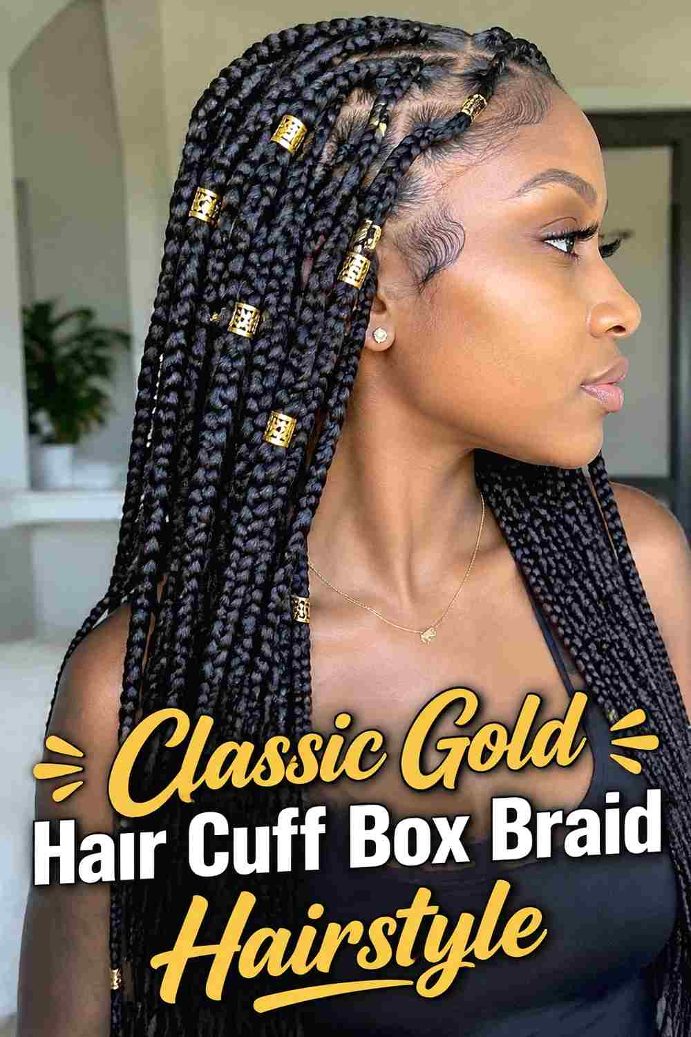 1. Classic Gold Hair Cuff Box Braid Hairstyle