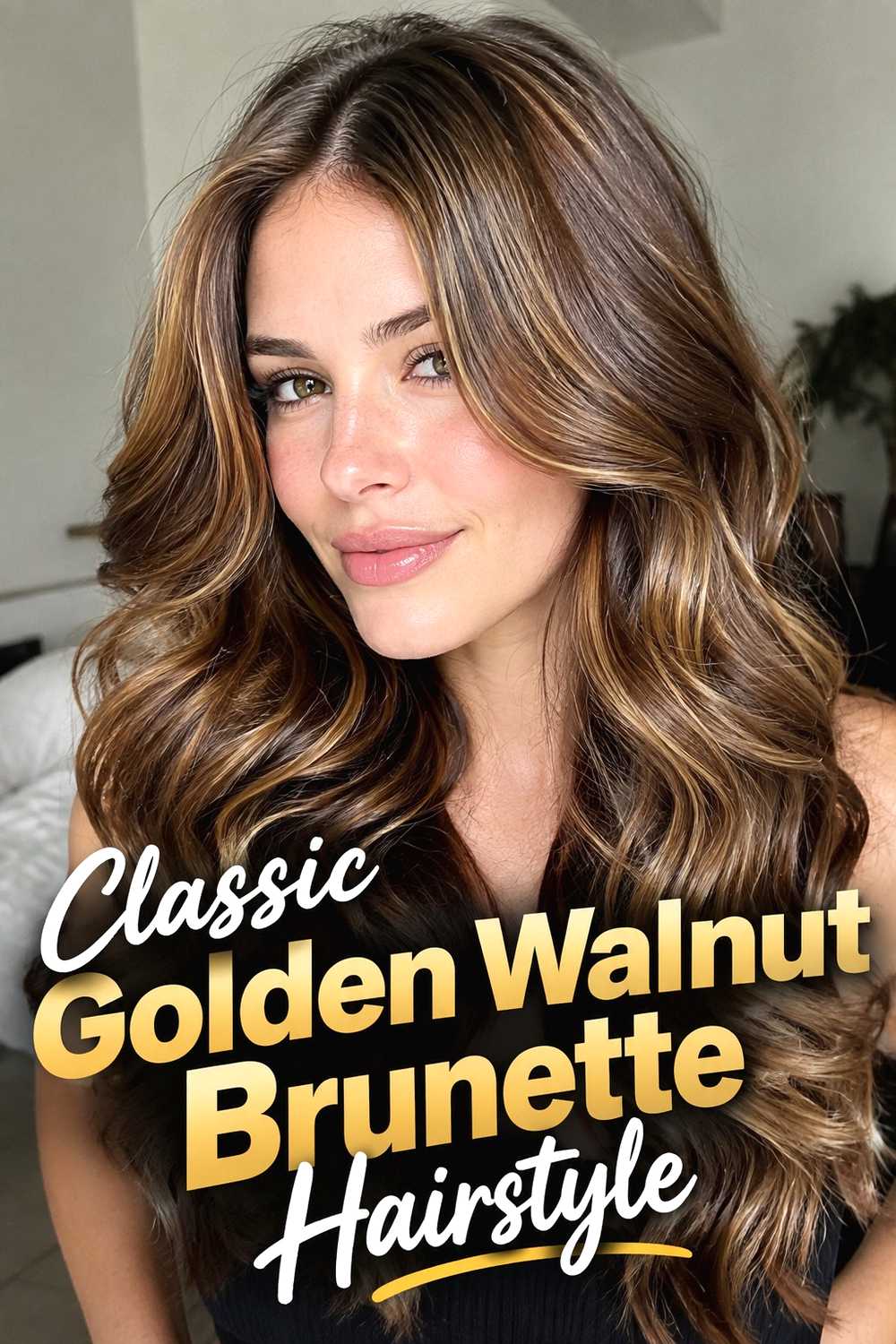 1. Classic Golden Walnut Brunette Hairstyle