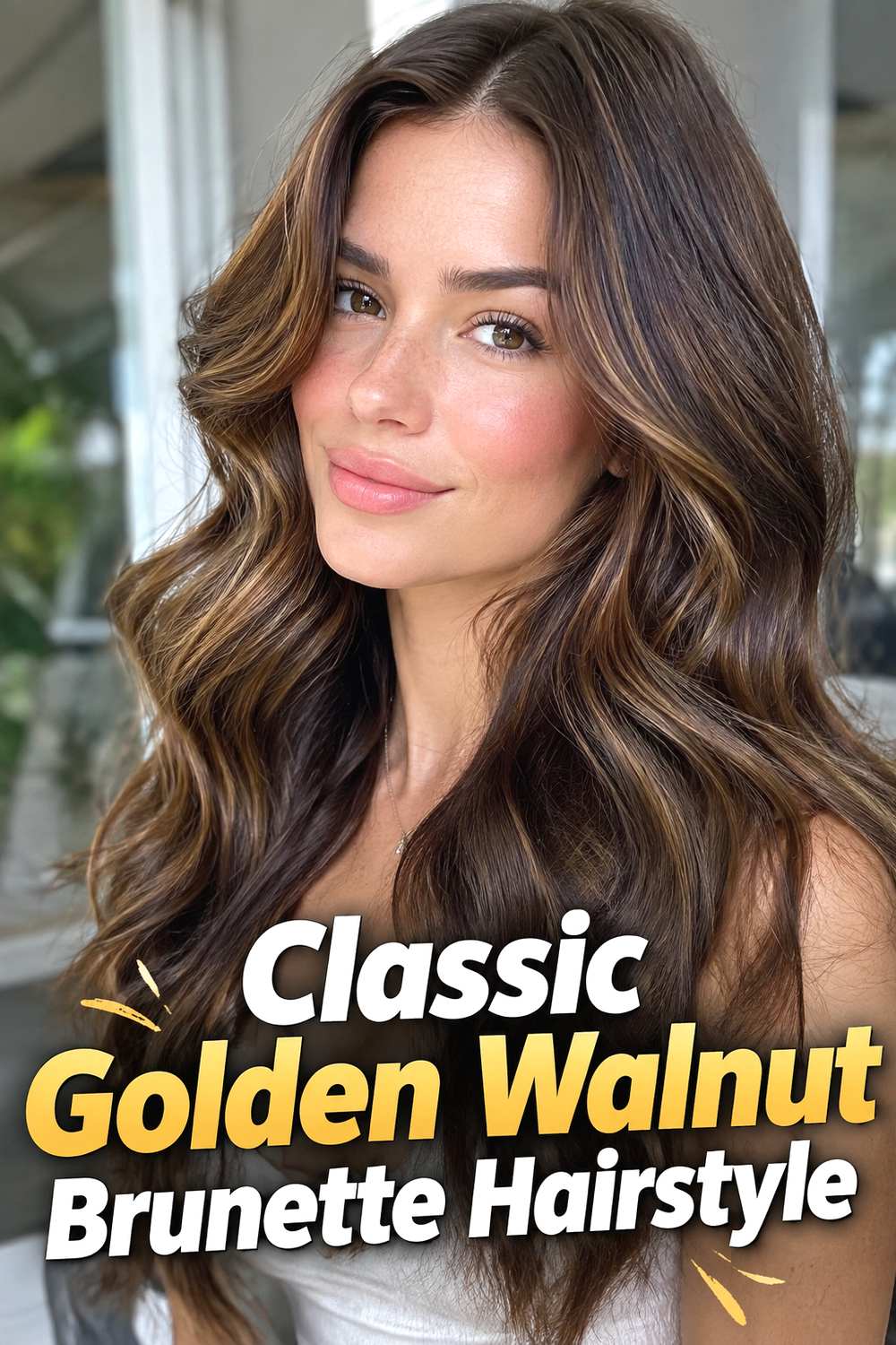 1. Classic Golden Walnut Brunette Hairstyle