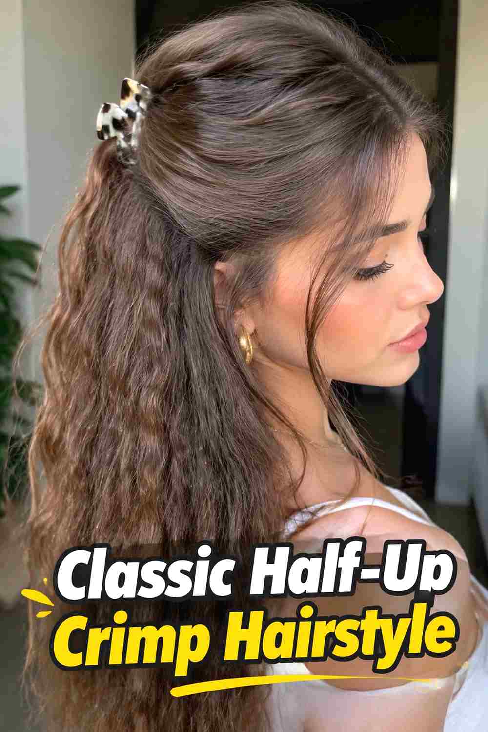 1. Classic Half Up Crimp Hairstyle