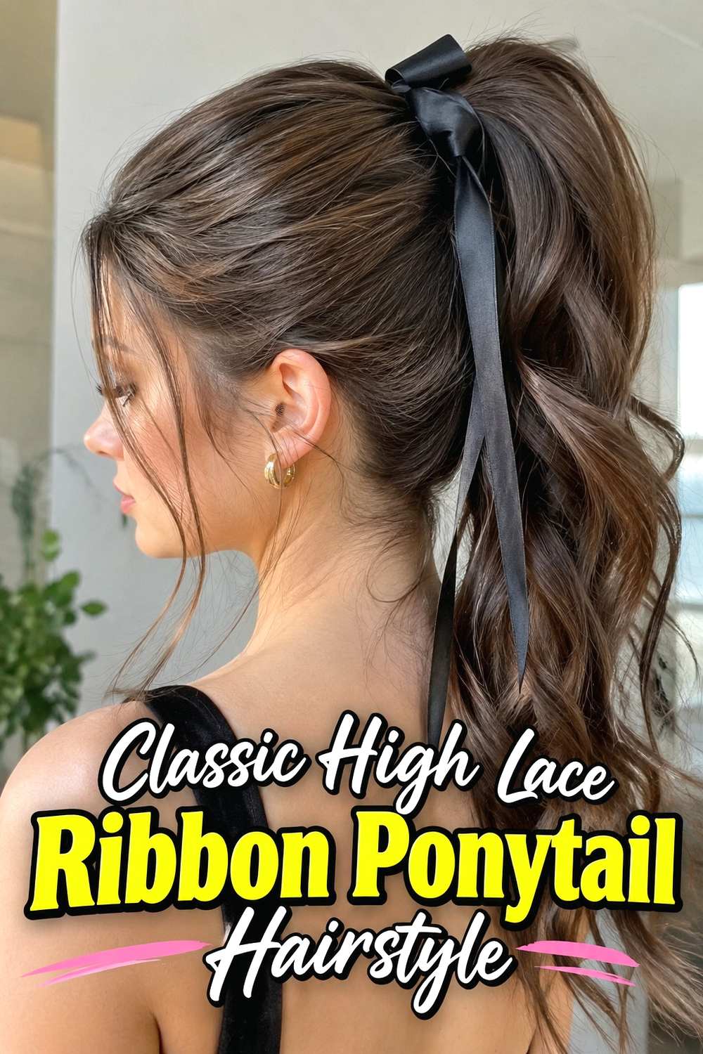 1. Classic High Lace Ribbon Ponytail Hairstyle