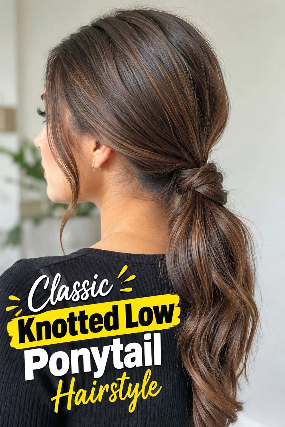 1. Classic Knotted Low Ponytail Hairstyle