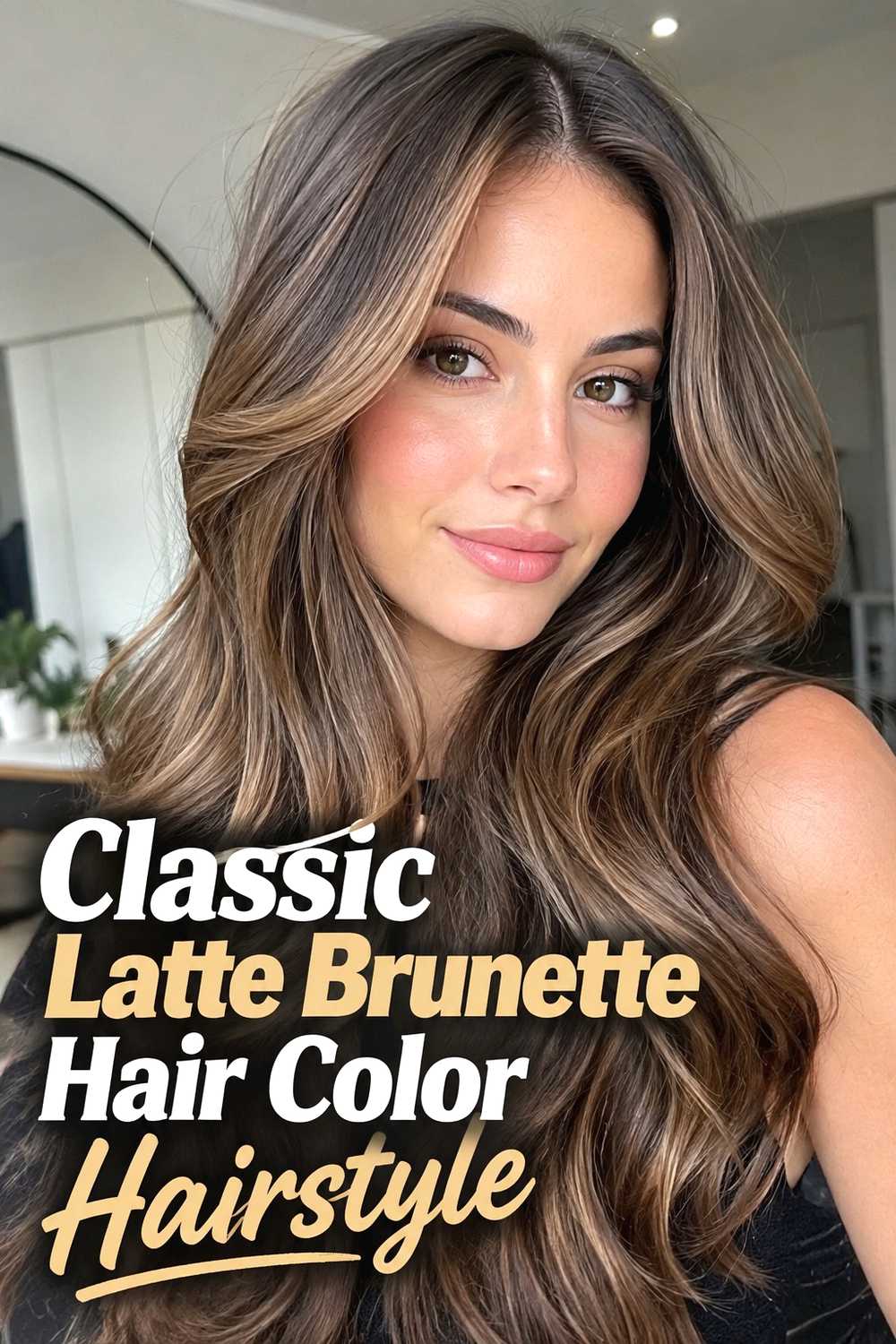 1. Classic Latte Brunette Hair Color Hairstyle