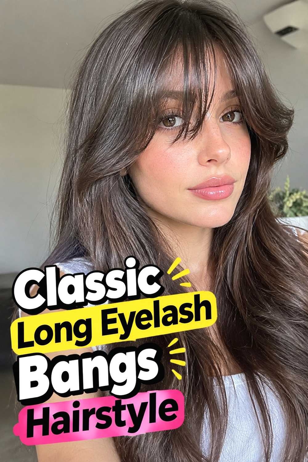 1. Classic Long Eyelash Bangs Hairstyle