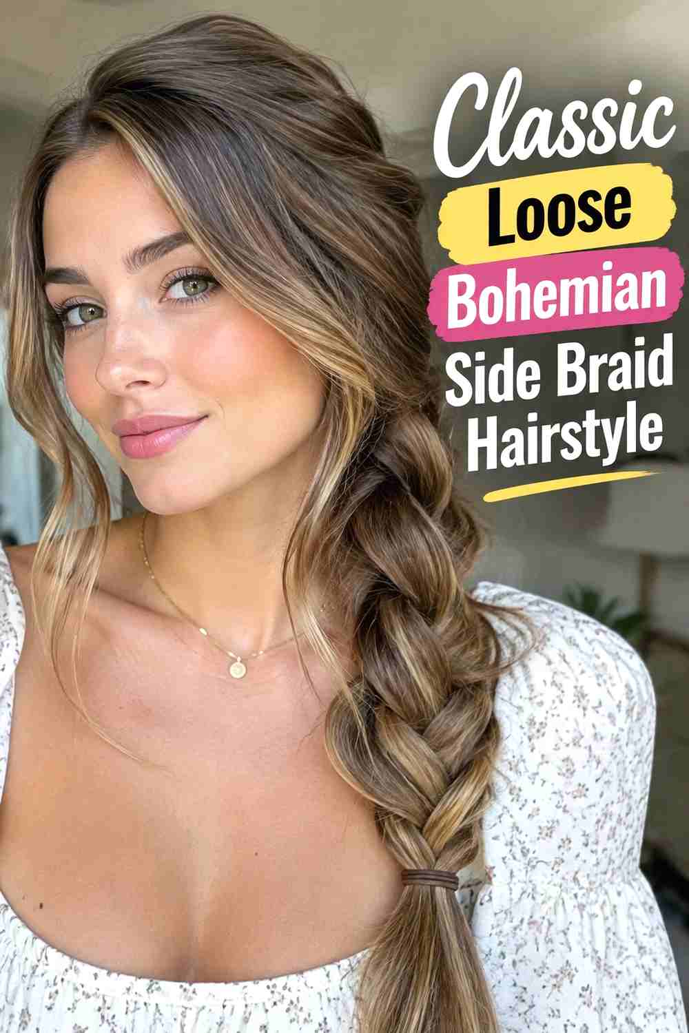 1. Classic Loose Bohemian Side Braid Hairstyle