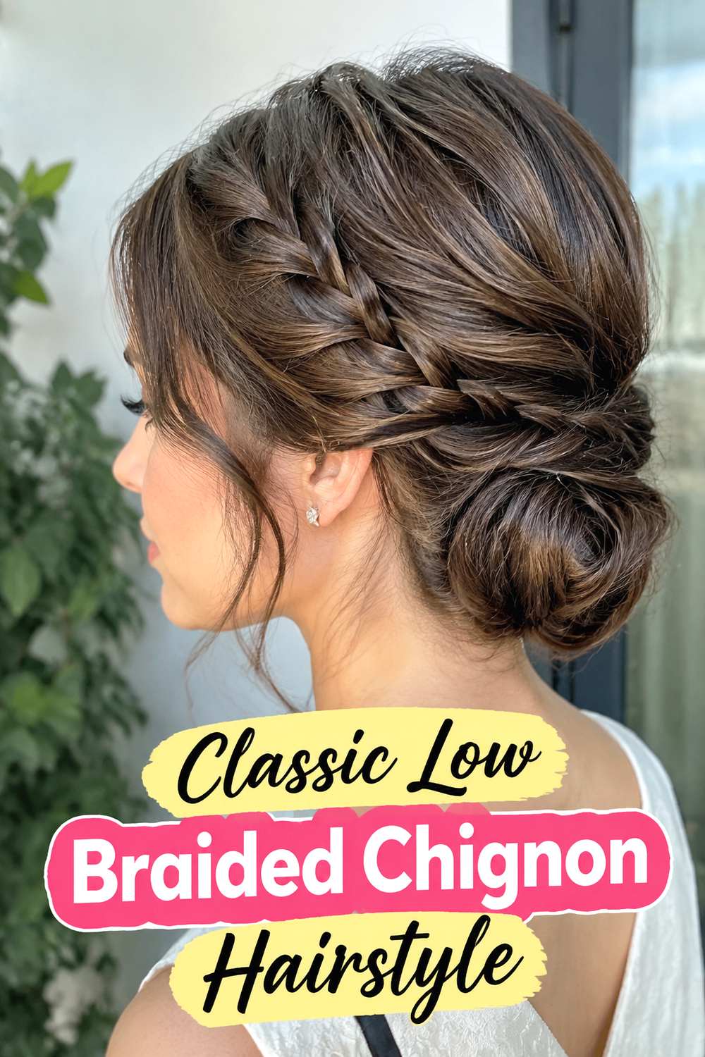 Classic Low Braided Chignon Hairstyle
