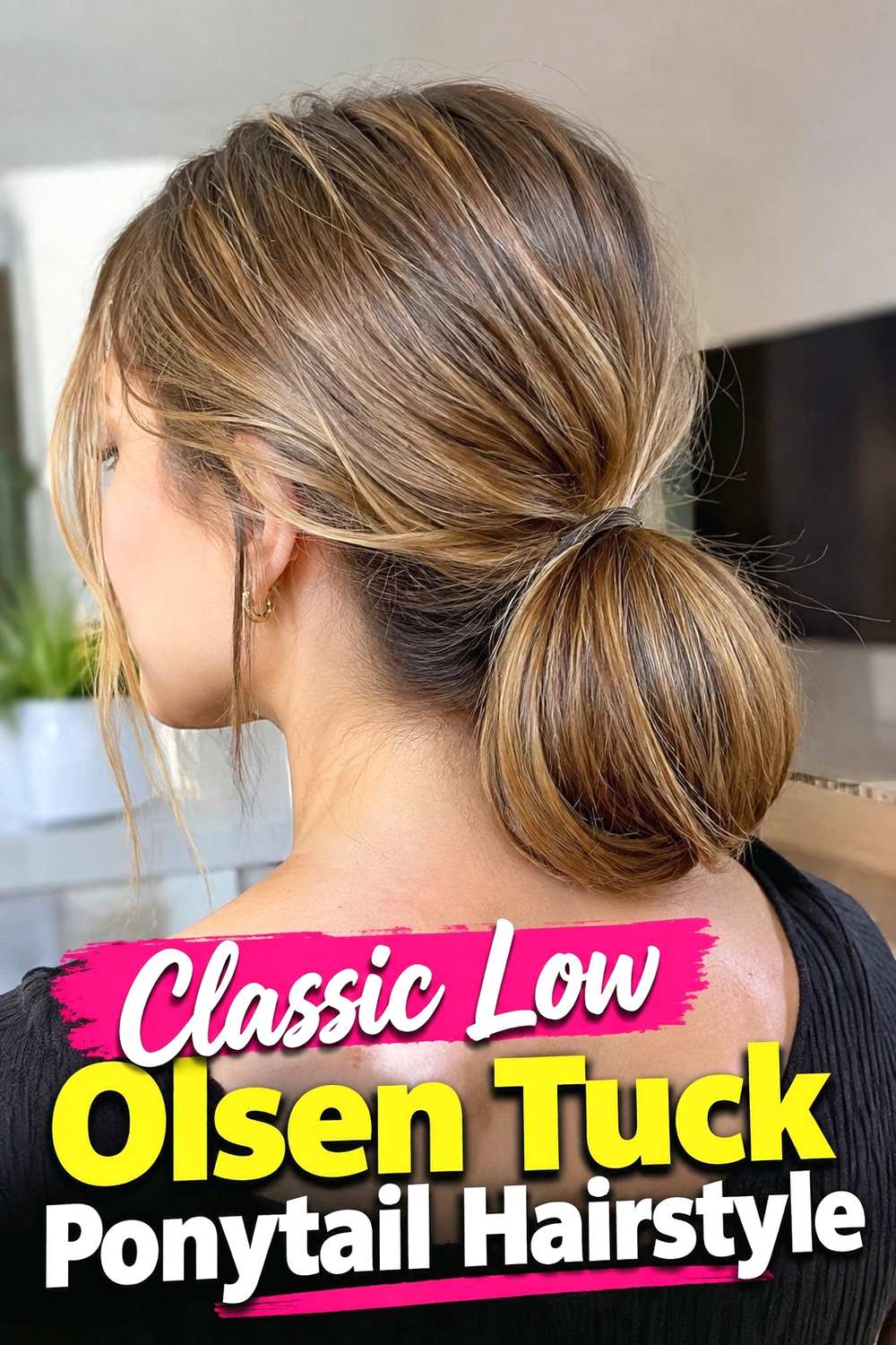 1. Classic Low Olsen Tuck Ponytail Hairstyle