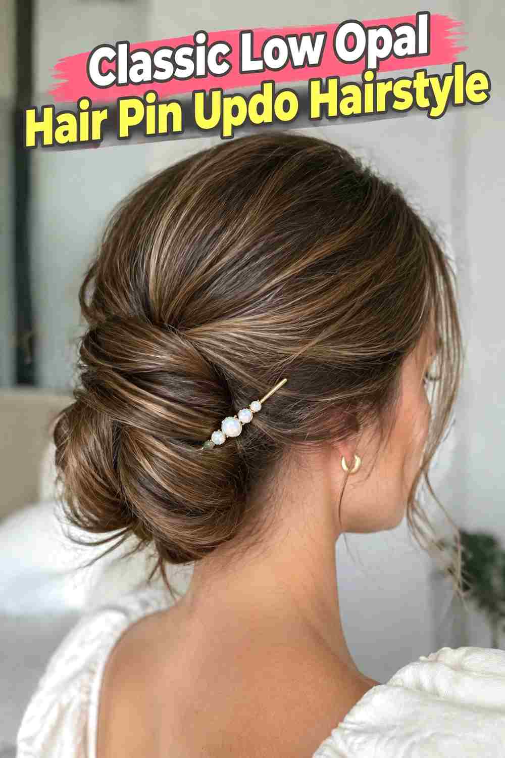 1. Classic Low Opal Hair Pin Updo Hairstyle