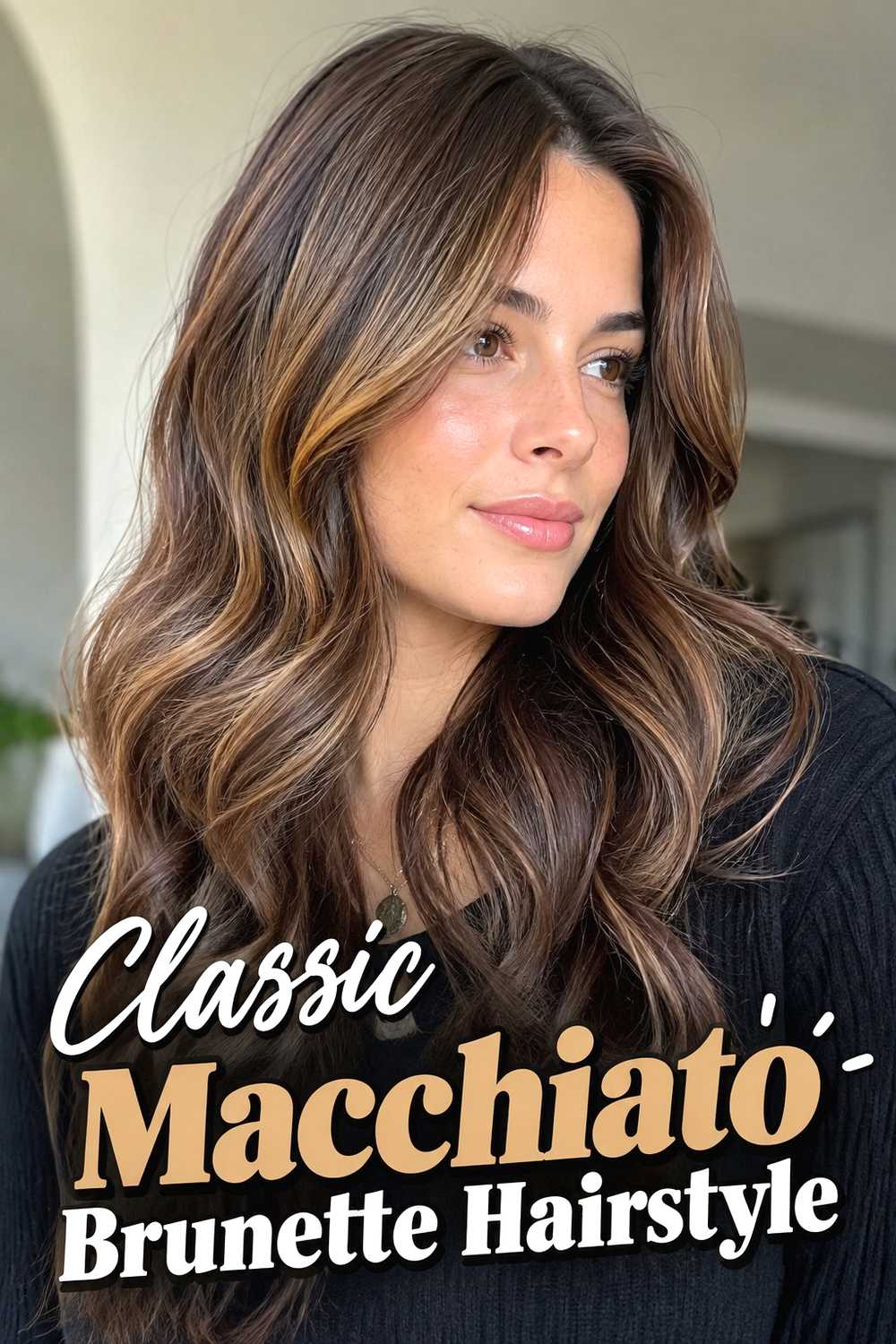 1. Classic Macchiato Brunette Hairstyle