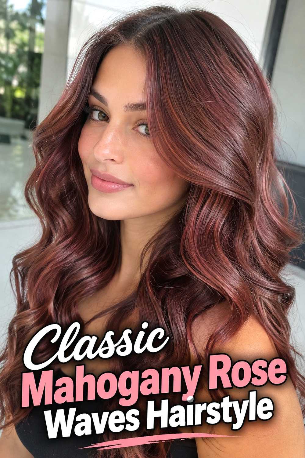 1. Classic Mahogany Rose Waves Hairstyle