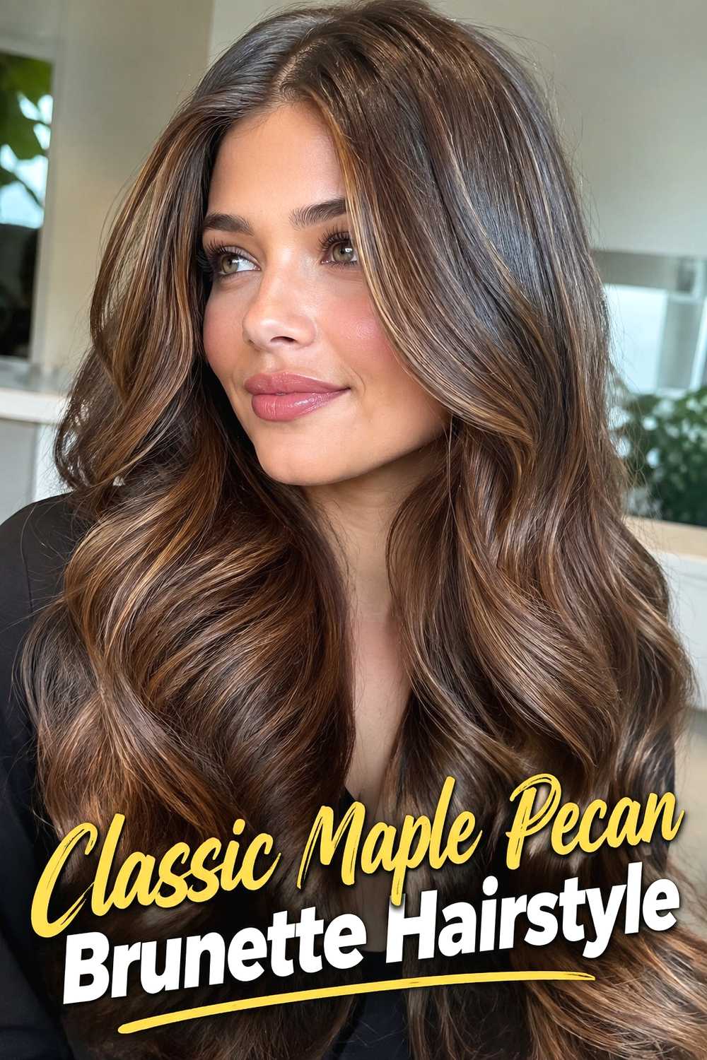 1. Classic Maple Pecan Brunette Hairstyle