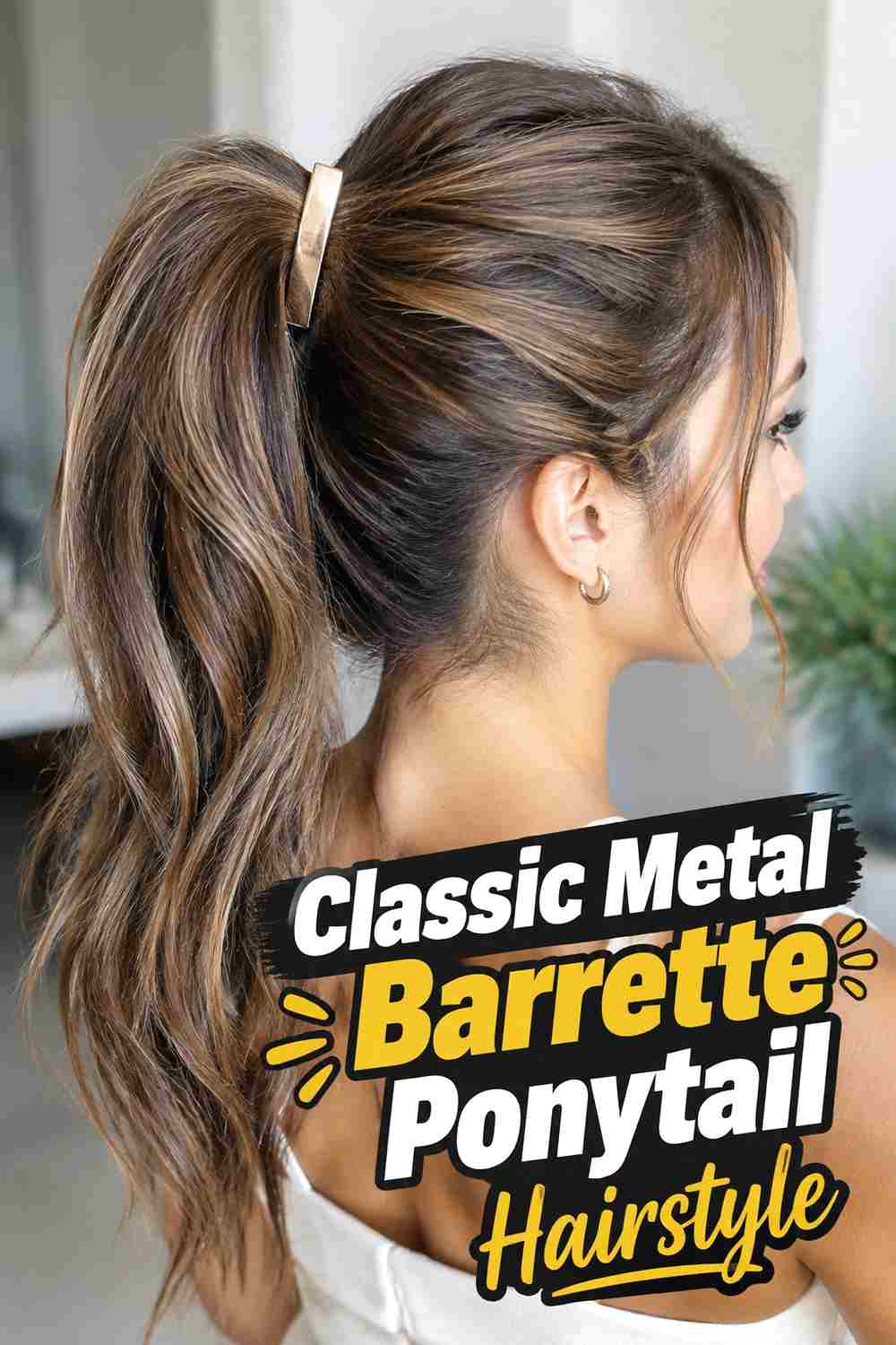 1. Classic Metal Barrette Ponytail Hairstyle