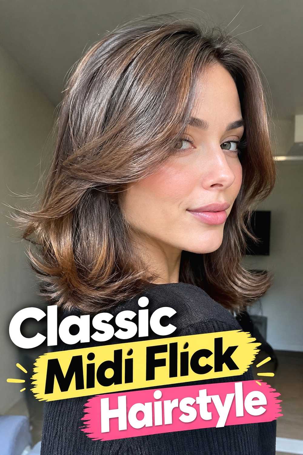 1. Classic Midi Flick Hairstyle
