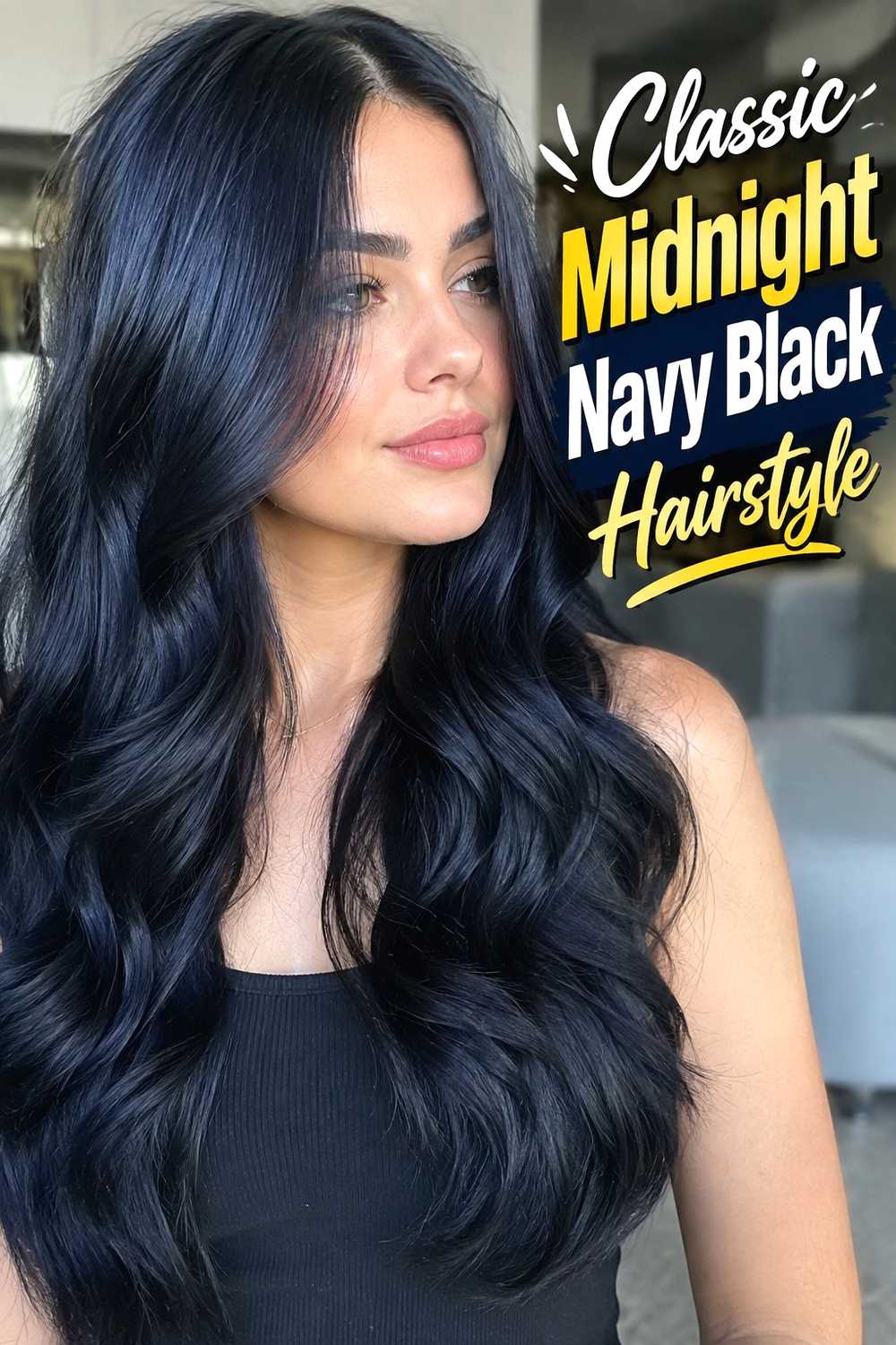 1. Classic Midnight Navy Black Hairstyle
