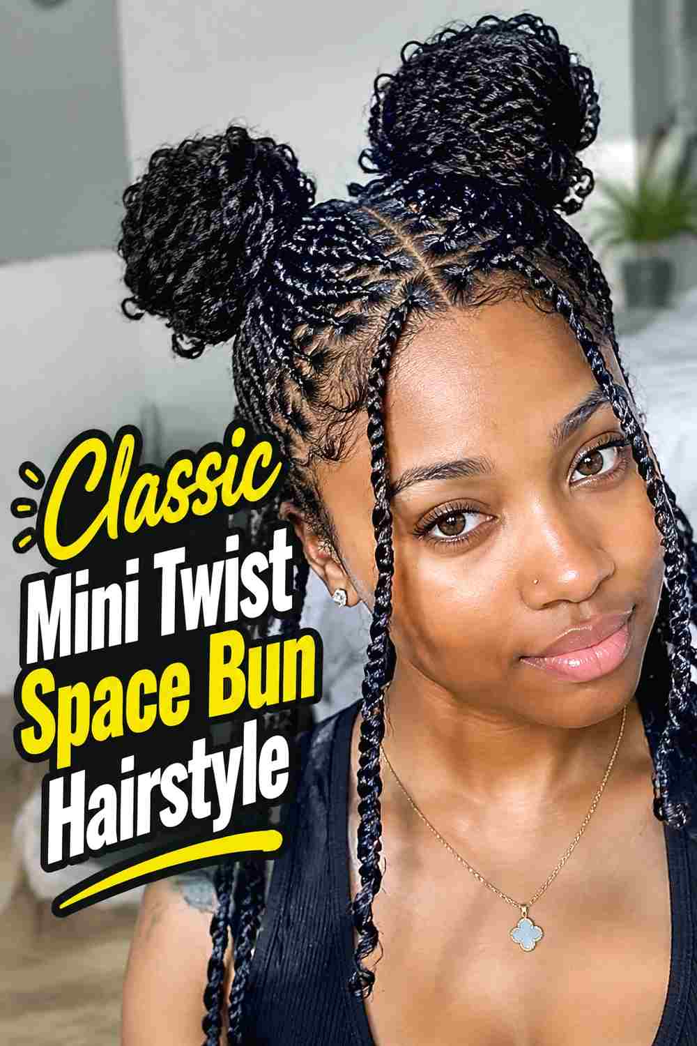 1. Classic Mini Twist Space Bun Hairstyle