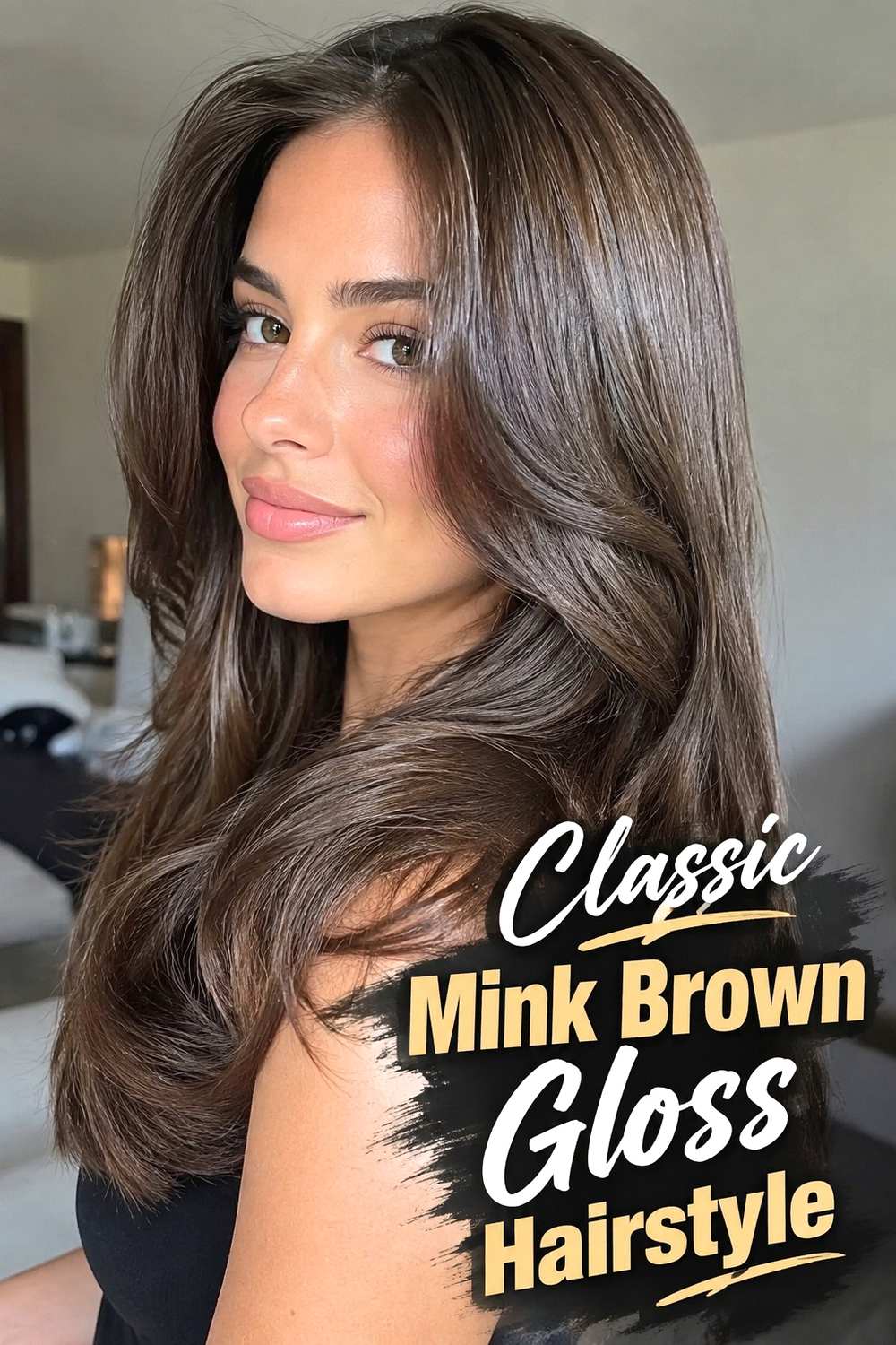 1. Classic Mink Brown Gloss Hairstyle