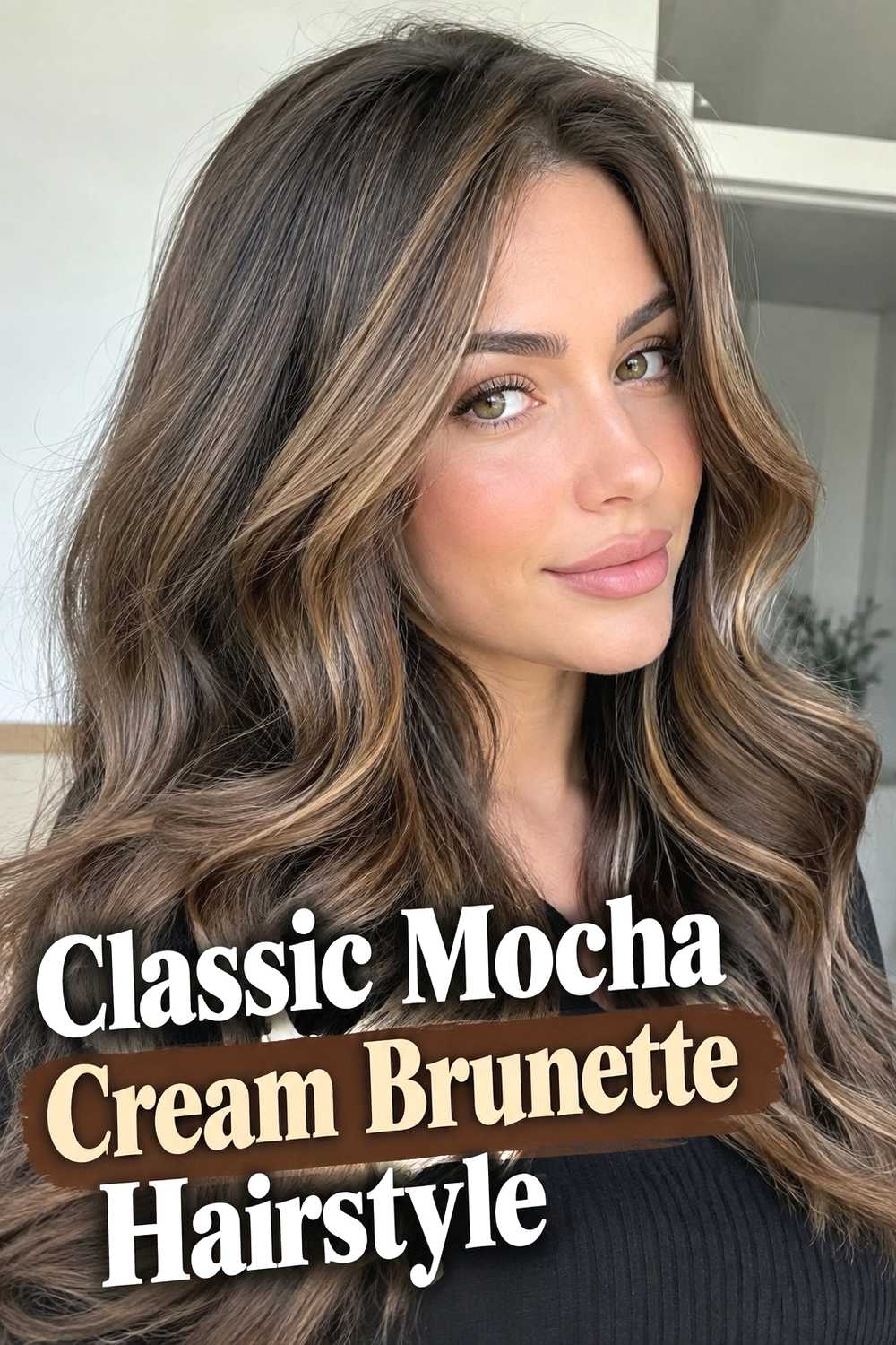 1. Classic Mocha Cream Brunette Hairstyle