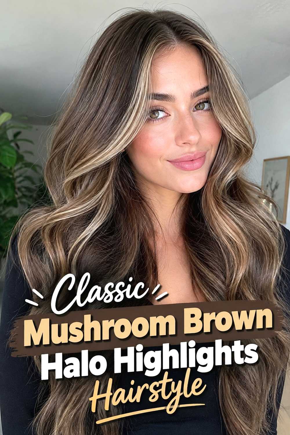 1. Classic Mushroom Brown Halo Highlights Hairstyle