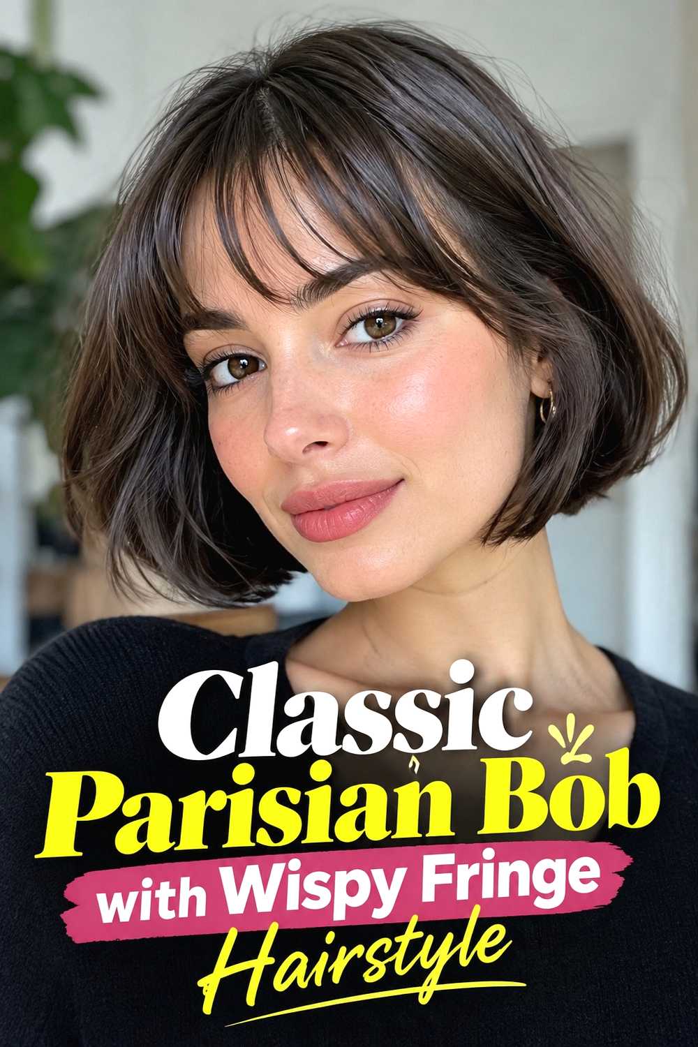 1. Classic Parisian Bob With Wispy Fringe Hairstyle