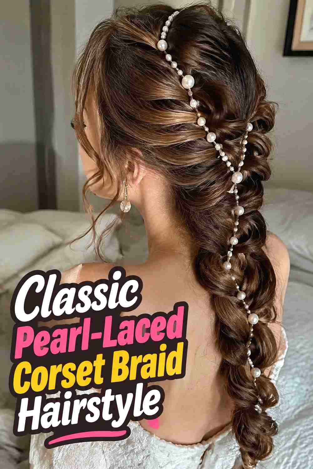 1. Classic Pearl Laced Corset Braid Hairstyle