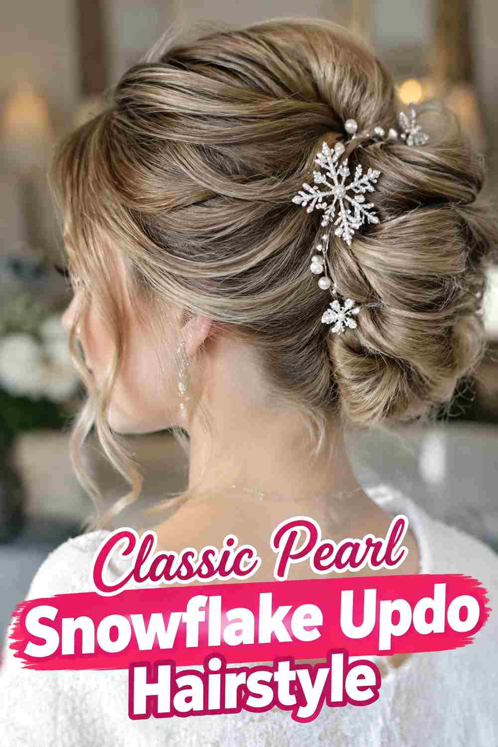 1. Classic Pearl Snowflake Updo Hairstyle