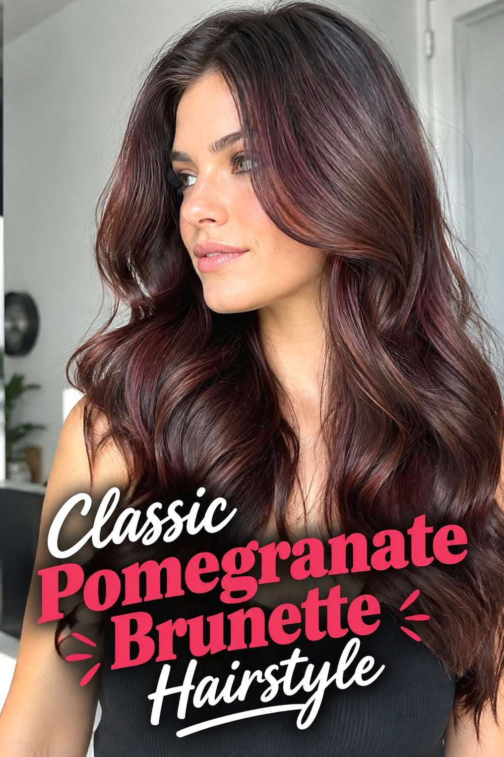 1. Classic Pomegranate Brunette Hairstyle