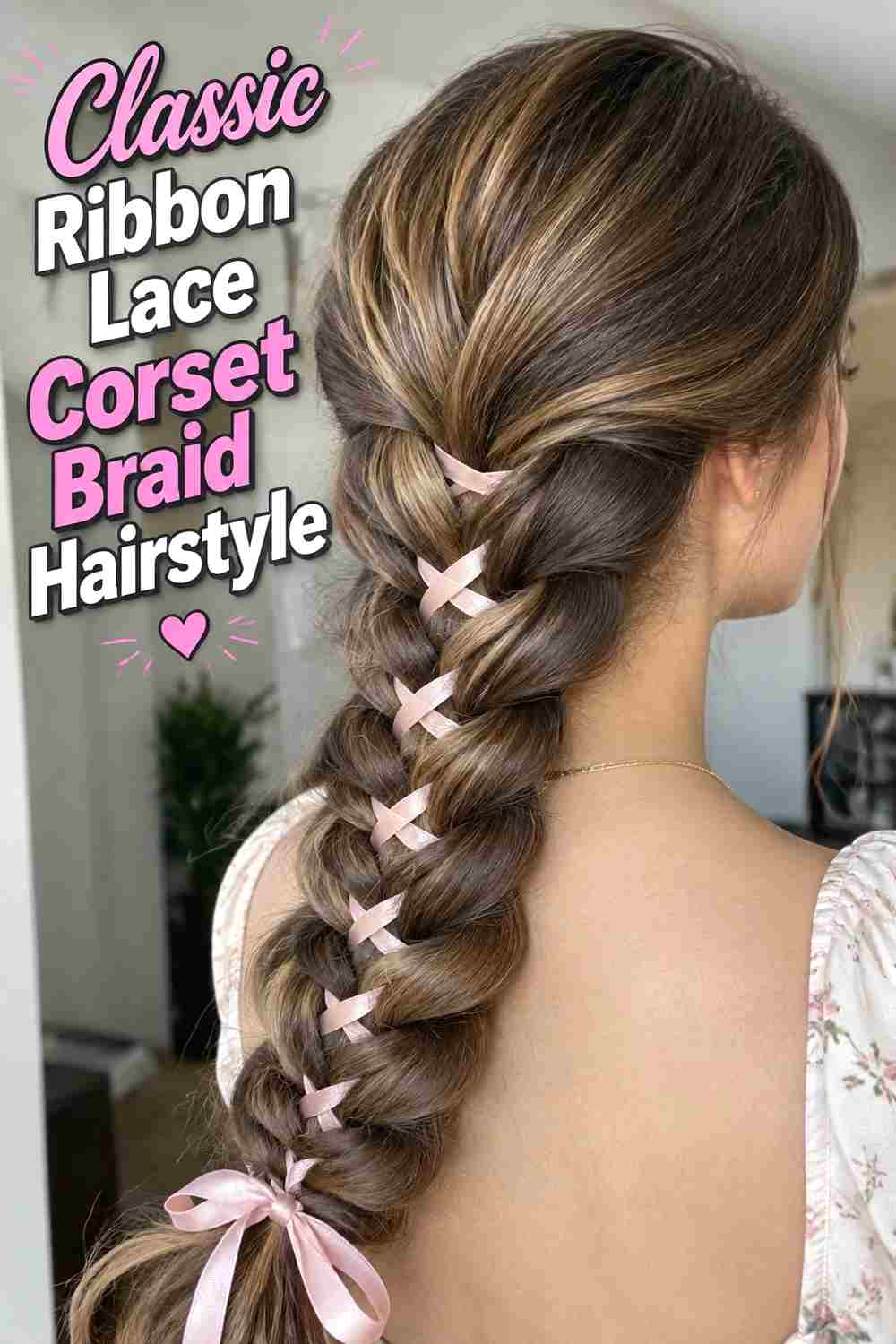 1. Classic Ribbon Lace Corset Braid Hairstyle