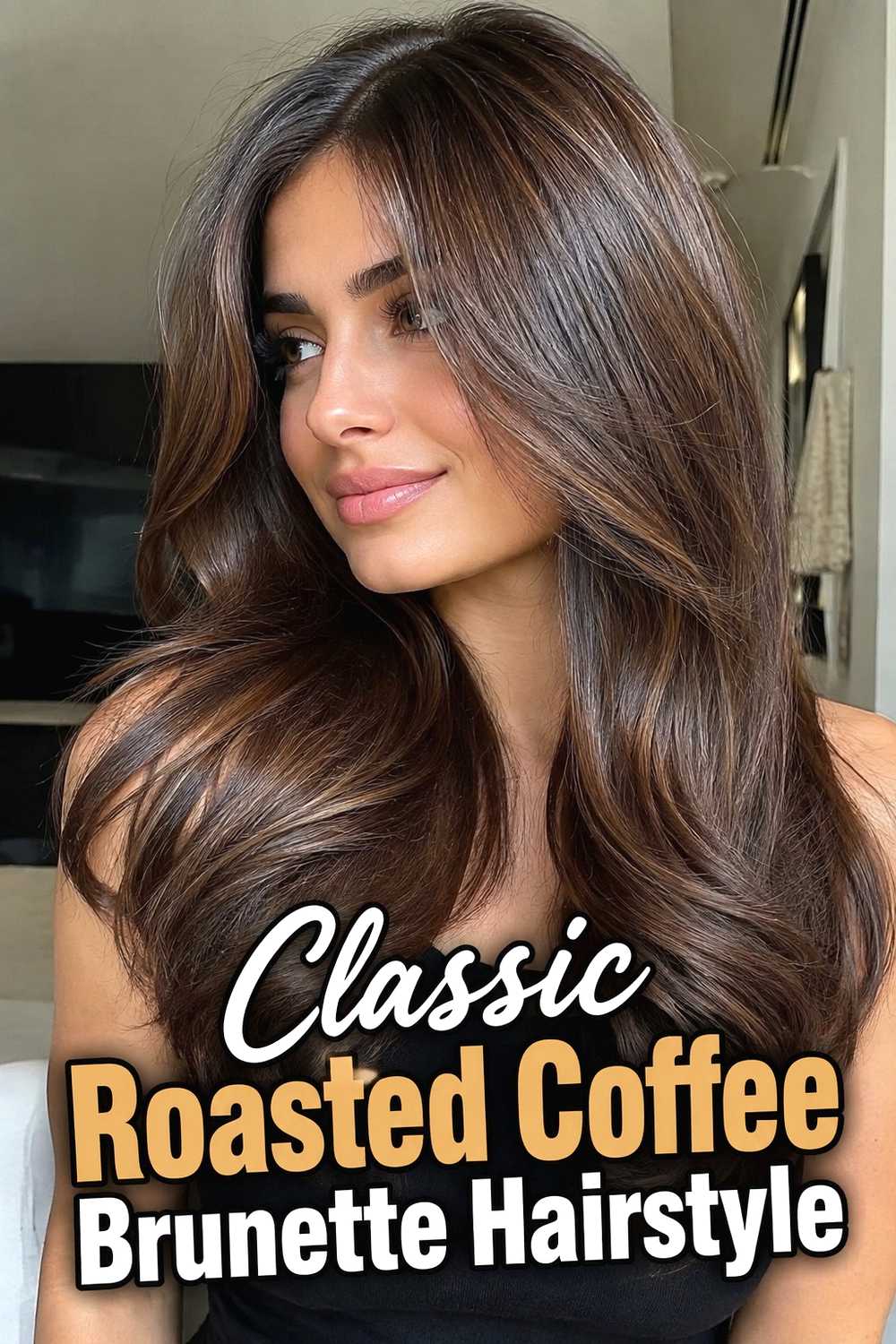 1. Classic Roasted Coffee Brunette Hairstyle