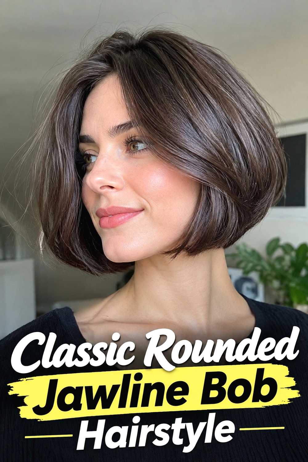 1. Classic Rounded Jawline Bob Hairstyle