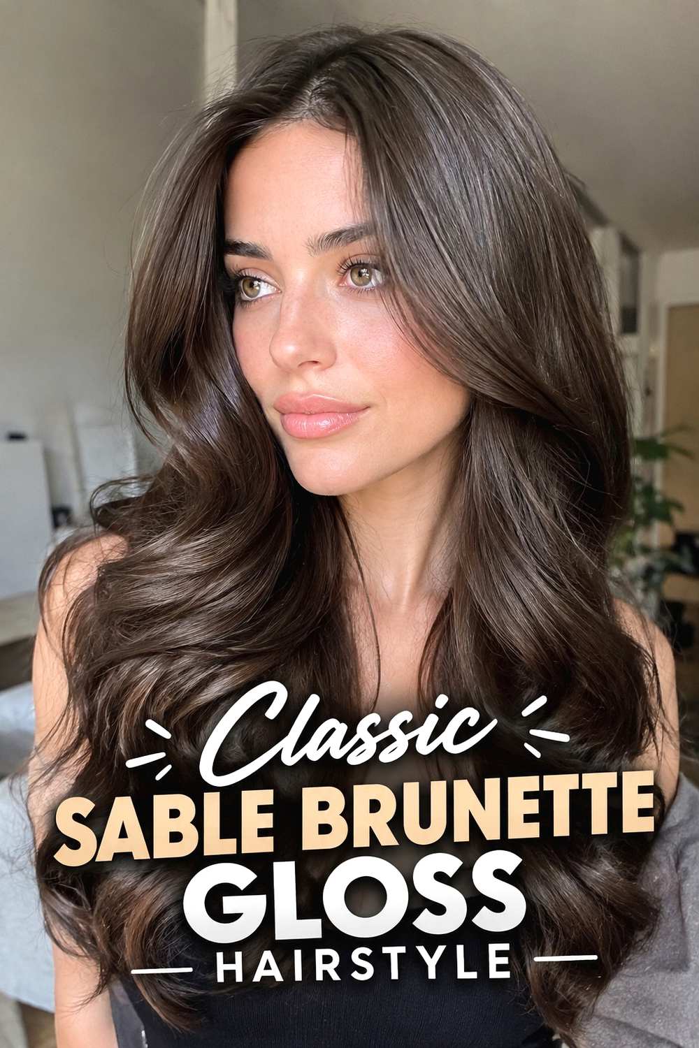 1. Classic Sable Brunette Gloss Hairstyle