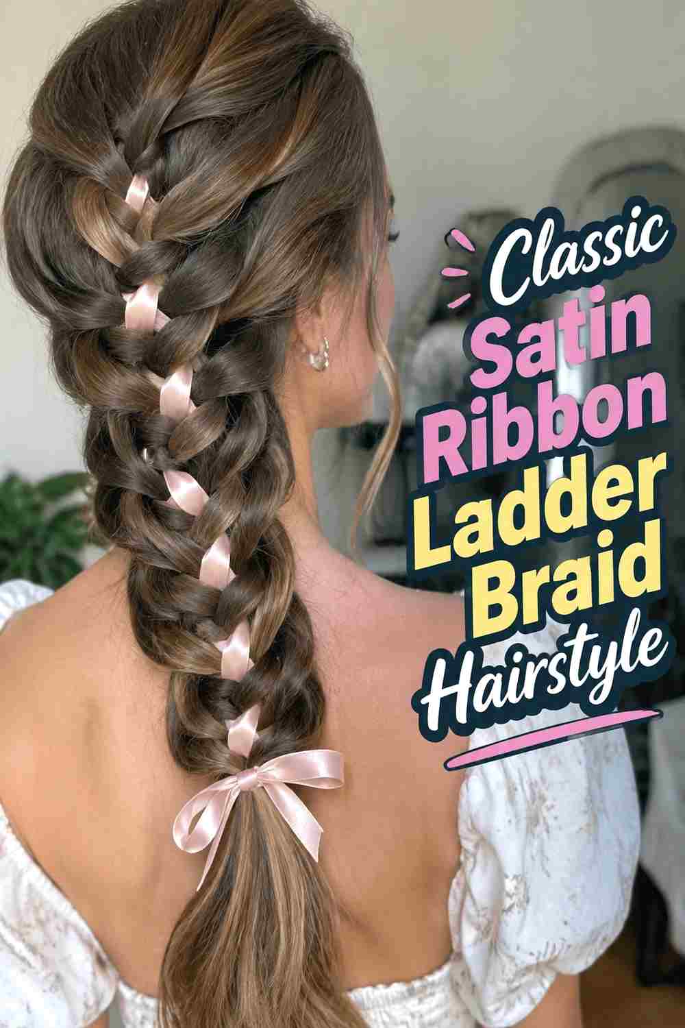1. Classic Satin Ribbon Ladder Braid Hairstyle