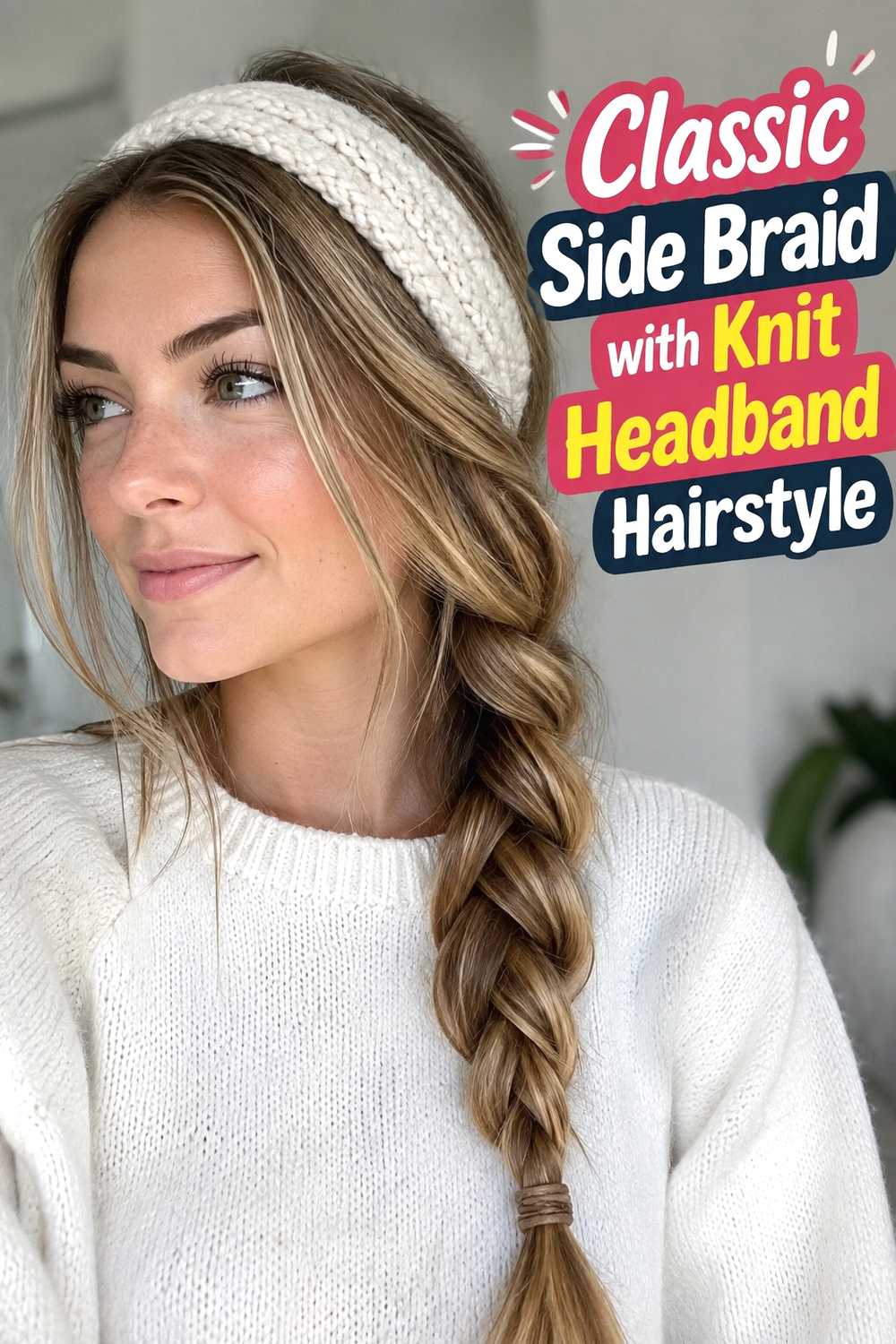 1. Classic Side Braid With Knit Headband Hairstyle