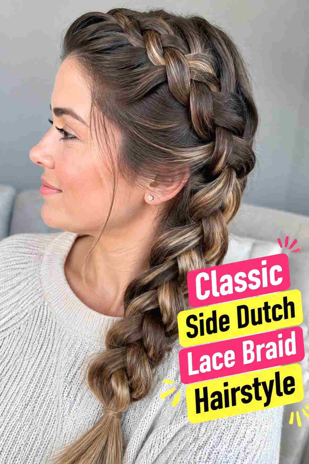 1. Classic Side Dutch Lace Braid Hairstyle