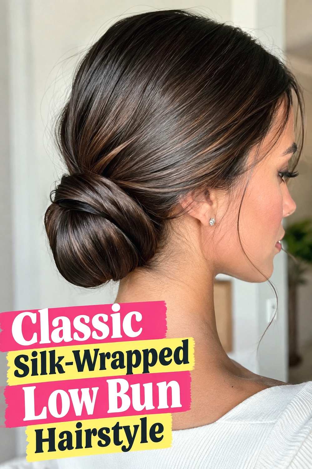 1. Classic Silk Wrapped Low Bun Hairstyle