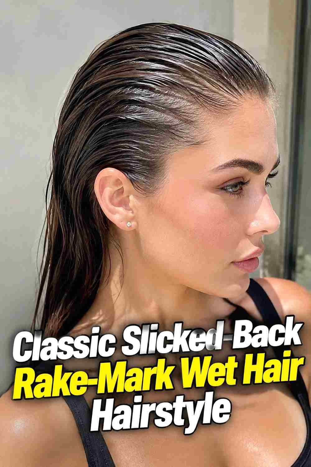 1. Classic Slicked Back Rake Mark Wet Hair Hairstyle